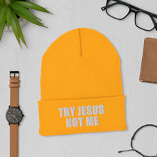 Load image into Gallery viewer, Try Jesus Not Me Cuffed Beanie | Fall Beanie | Funny Beanie | Black Owned