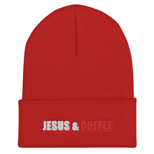 Load image into Gallery viewer, Running on Jesus | Jesus Girl | Christian | Fall Hat | Jesus and Coffee| Cuffed Beanie