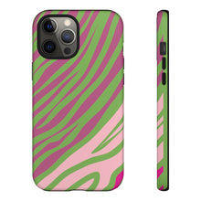 Load image into Gallery viewer, Cute Zebra Print Phone Case| Iphone and Samsung Cell Phone | Pink and Green Phone Case | Animal Print Case| Tough Cases |AKA Gift