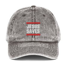 Load image into Gallery viewer, Jesus Saves, Vintage Cotton Twill Cap, Christian Apparel, Christian Hat, Try Jesus