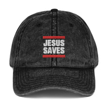 Load image into Gallery viewer, Jesus Saves, Vintage Cotton Twill Cap, Christian Apparel, Christian Hat, Try Jesus