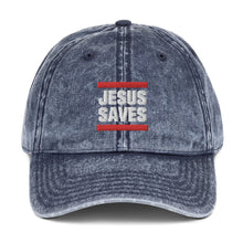 Load image into Gallery viewer, Jesus Saves, Vintage Cotton Twill Cap, Christian Apparel, Christian Hat, Try Jesus