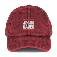 Load image into Gallery viewer, Jesus Saves, Vintage Cotton Twill Cap, Christian Apparel, Christian Hat, Try Jesus