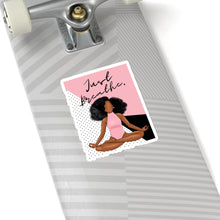 Load image into Gallery viewer, Just Breathe Black Yogi Yoga Melanin Black Girl Magic African American Kiss-Cut Stickers
