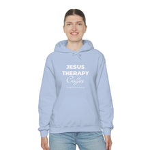 Load image into Gallery viewer, Jesus, Therapy, Coffee, Hoodie, Hooded Sweatshirt, Christian, Therapist, Proverbs 31, Unisex
