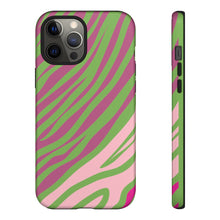 Load image into Gallery viewer, Cute Zebra Print Phone Case| Iphone and Samsung Cell Phone | Pink and Green Phone Case | Animal Print Case| Tough Cases |AKA Gift
