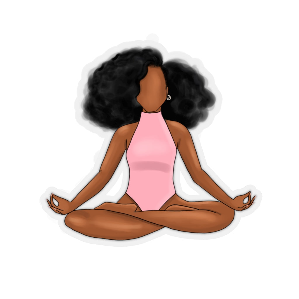 Black Yogi Yoga Meditation Ballerina Ballet Blush Pink Kiss-Cut Stickers