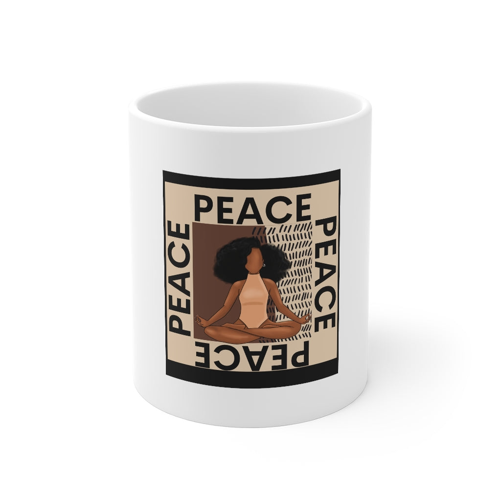 Peace and Melanin Black Yogi Yoga Meditation Print Mug