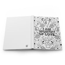 Load image into Gallery viewer, Worthy | Positive Affirmation Journal| Color Your Own Journal | Black Girl |Create Your Own | Hardcover Journal | Self-Love | Teen Girl Gift
