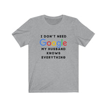 Load image into Gallery viewer, Who Needs Google With a Husband Unisex Jersey Short Sleeve Tee
