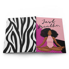 Load image into Gallery viewer, Black Yogi| Zebra Print | Black Girl Magic | Hardcover Journal |Yoga Gift | Melanin Notebook |Natural Hair Gift | Black Girl | Meditation
