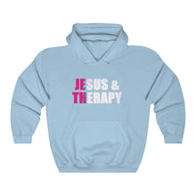 Load image into Gallery viewer, Jesus and Therapy, Christian Hoodie, Christian Sweatshirt, Winter Top, God Girl, Jesus Girl

