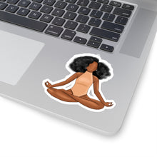 Load image into Gallery viewer, Black Yogi Yoga Meditation Ballerina Ballet Peachy Cream Kiss-Cut Stickers
