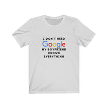 Load image into Gallery viewer, Who Needs Google with My Boyfriend Jersey Short Sleeve Tee
