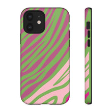 Load image into Gallery viewer, Cute Zebra Print Phone Case| Iphone and Samsung Cell Phone | Pink and Green Phone Case | Animal Print Case| Tough Cases |AKA Gift
