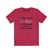 Load image into Gallery viewer, Who Needs Google With a Husband Unisex Jersey Short Sleeve Tee
