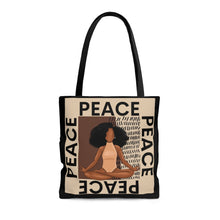 Load image into Gallery viewer, Peace Black Yogi Meditation Melanin Yoga Shopping and Tote Bag
