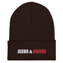 Load image into Gallery viewer, Jesus and Coffee Cuffed Beanie
