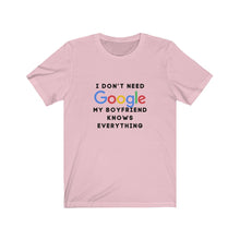 Load image into Gallery viewer, Who Needs Google with My Boyfriend Jersey Short Sleeve Tee
