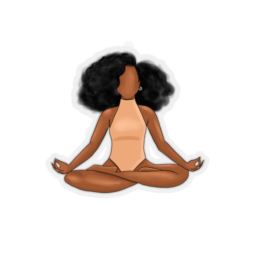 Black Yogi Yoga Meditation Ballerina Ballet Peachy Cream Kiss-Cut Stickers