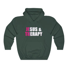 Load image into Gallery viewer, Jesus and Therapy, Christian Hoodie, Christian Sweatshirt, Winter Top, God Girl, Jesus Girl
